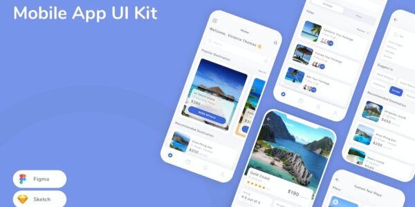 Banner image of Premium Travel Mobile App UI Kit  Free Download