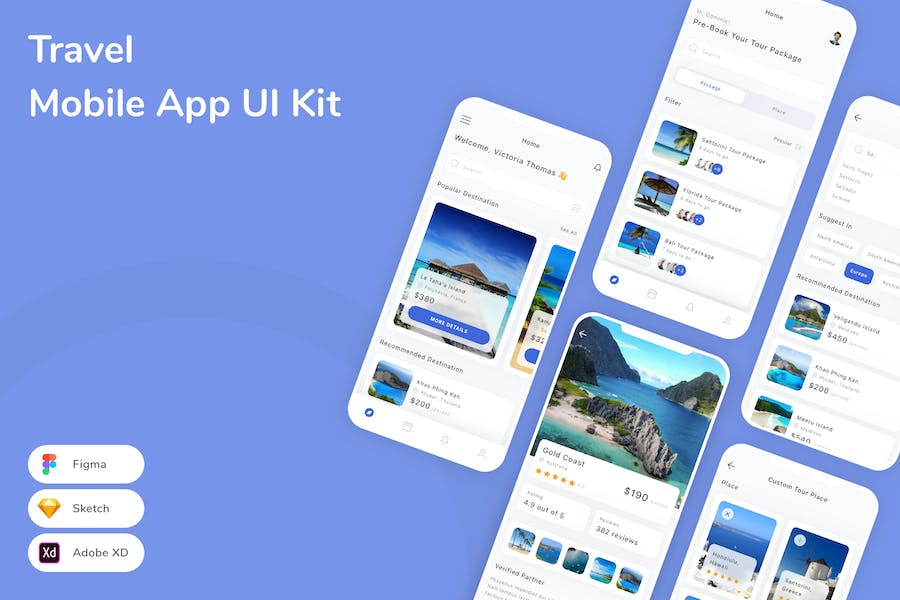 Banner image of Premium Travel Mobile App UI Kit  Free Download