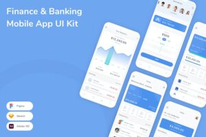 Banner image of Premium Finance Banking Mobile App UI Kit  Free Download