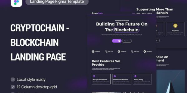 Banner image of Premium Cryptochain - Blockchain Landing Page  Free Download