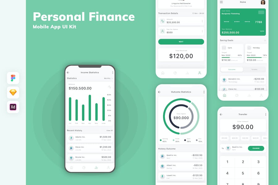 Banner image of Premium Personal Finance Mobile App UI Kit  Free Download