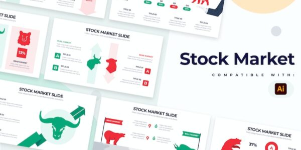 Banner image of Premium Business Stock Market Illustrator Infographics  Free Download