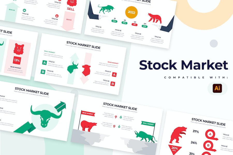 Banner image of Premium Business Stock Market Illustrator Infographics  Free Download