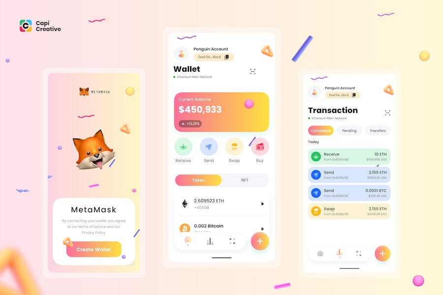 Banner image of Premium Metamask App UI Concept  Free Download