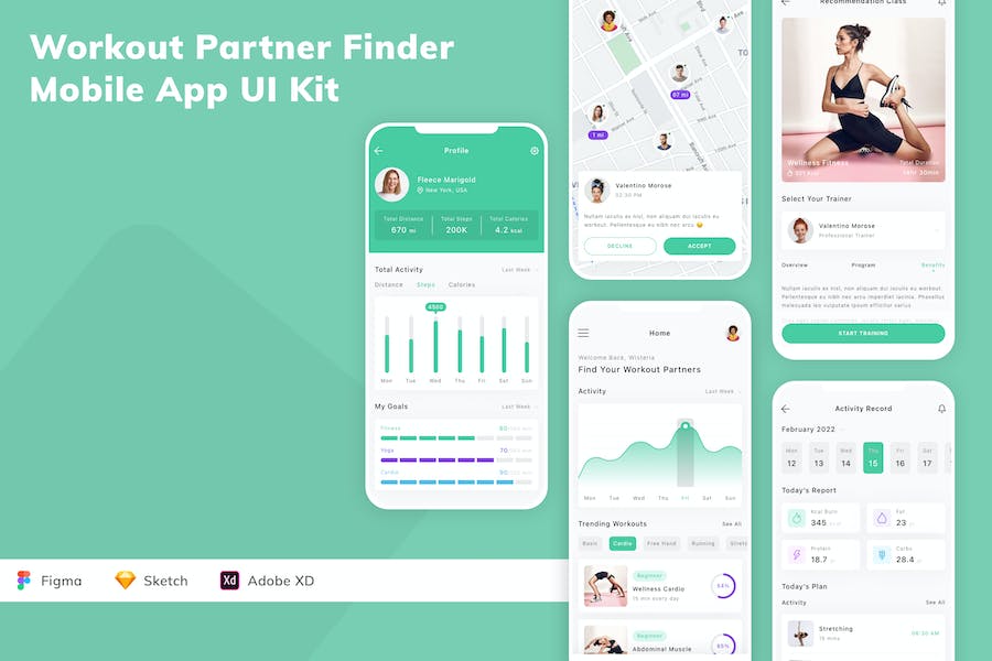 Banner image of Premium Workout Partner Finder Mobile App UI Kit  Free Download