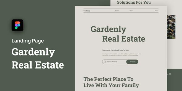 Banner image of Premium Gardenly Gray Real Estate Landing Page  Free Download