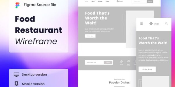 Banner image of Premium Food Restaurant Wireframe Website  Free Download