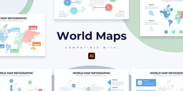 Banner image of Premium Education World Maps Illustrator Infographics  Free Download