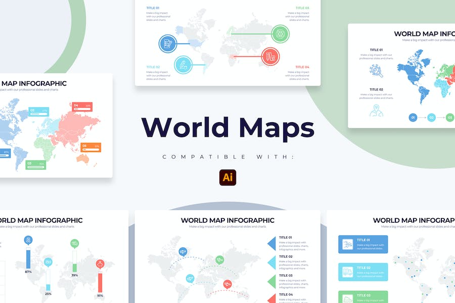 Banner image of Premium Education World Maps Illustrator Infographics  Free Download