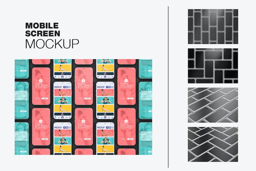 Banner image of Premium Set Mosaic Mobiles Mockup  Free Download