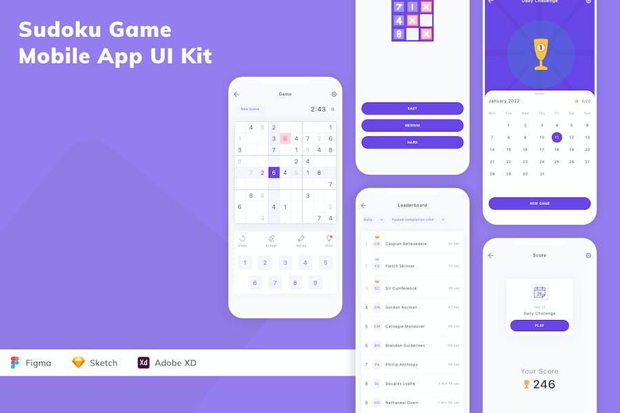 Banner image of Premium Sudoku Game Mobile App UI Kit  Free Download
