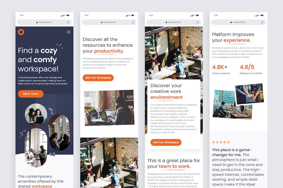 Banner image of Premium Cocaland Coworking Space Landing Page  Free Download