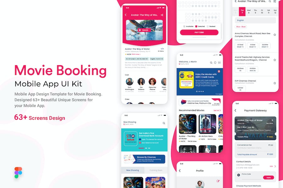 Banner image of Premium Movie Ticket Booking Mobile App UI  Free Download