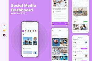 Banner image of Premium Social Media Dashboard Mobile App UI Kit  Free Download