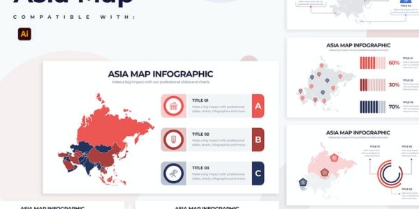 Banner image of Premium Education Asia Map Illustrator Infographics  Free Download