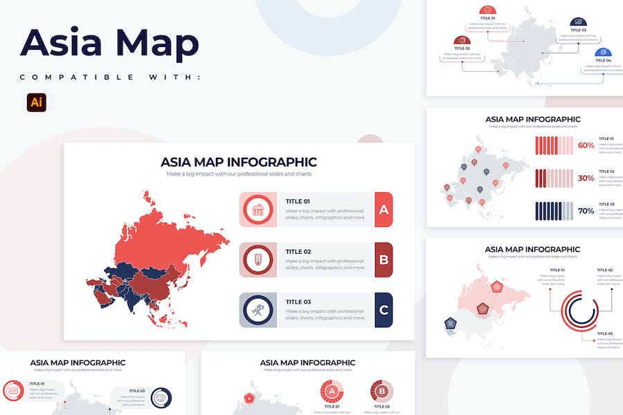 Banner image of Premium Education Asia Map Illustrator Infographics  Free Download