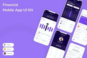 Banner image of Premium Financial Mobile App UI Kit  Free Download