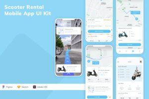 Banner image of Premium Scooter Rental Mobile App UI Kit  Free Download