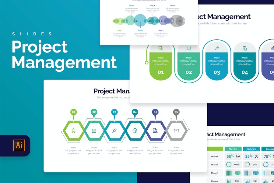 Banner image of Premium Project Management Illustrator Infographics  Free Download