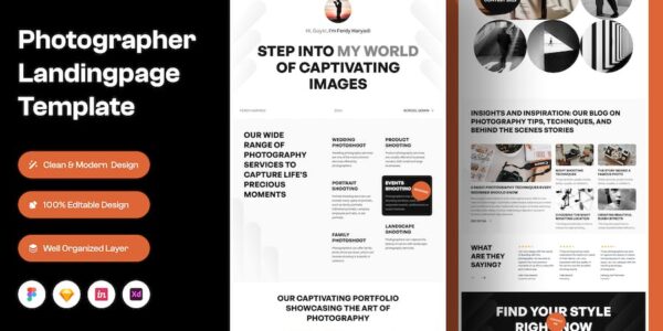 Banner image of Premium Photographer Landing Page  Free Download