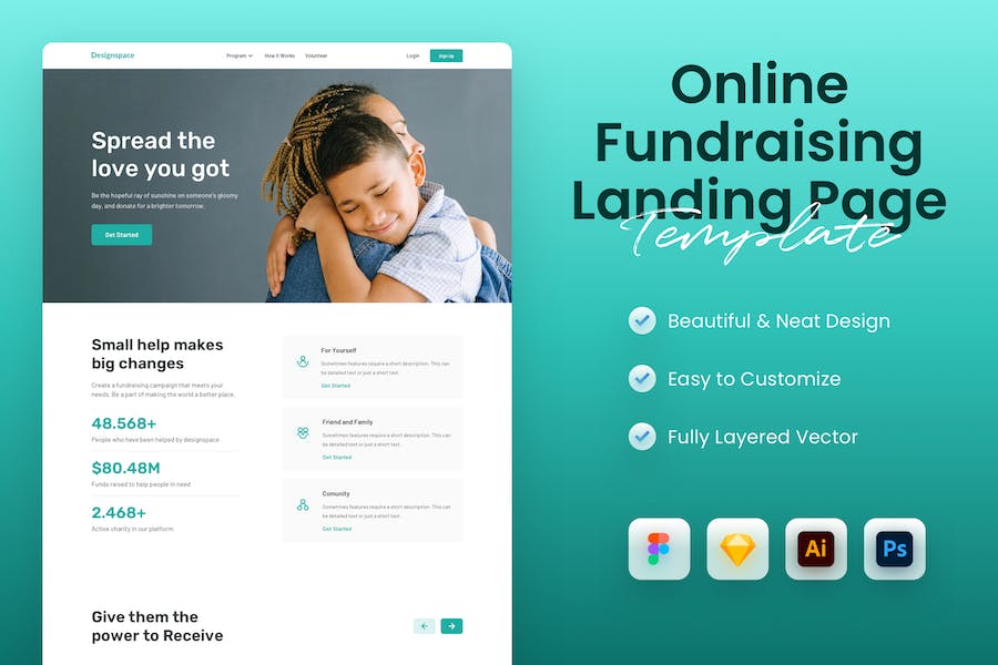 Banner image of Premium Online Fundraising Landing Page Template  Free Download