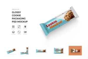 Banner image of Premium Glossy Cookie Biscuit Packaging Mockup  Free Download