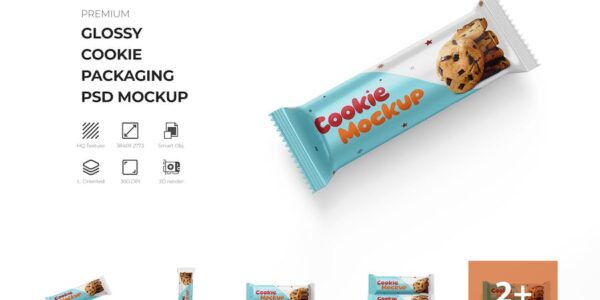 Banner image of Premium Glossy Cookie Biscuit Packaging Mockup  Free Download