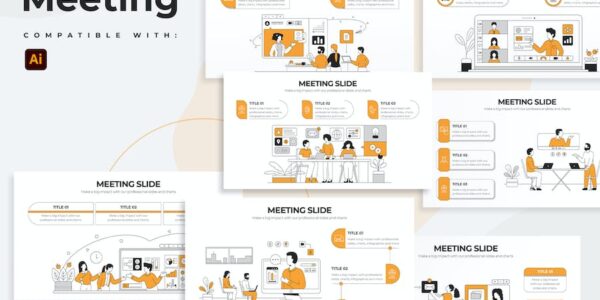 Banner image of Premium Business Meeting Slides Illustrator Infographics  Free Download