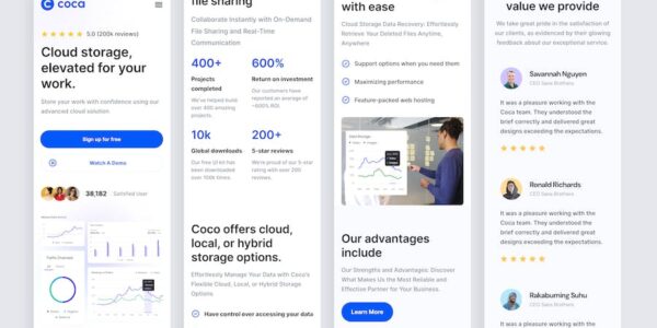 Banner image of Premium Coca Cloud SaaS Landing Page  Free Download