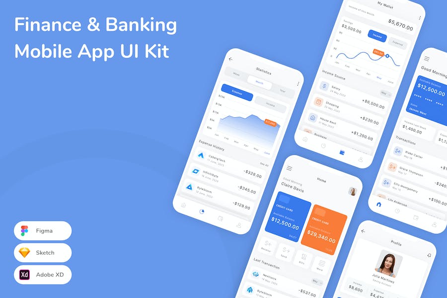 Banner image of Premium Finance Banking Mobile App UI Kit  Free Download