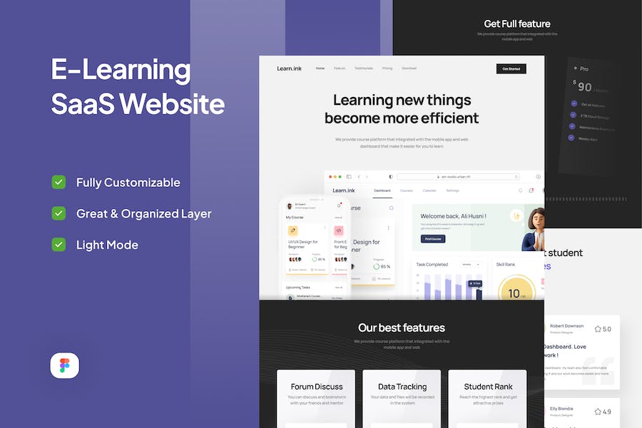 Banner image of Premium E-Learning SaaS Landing Page - LearnInk  Free Download