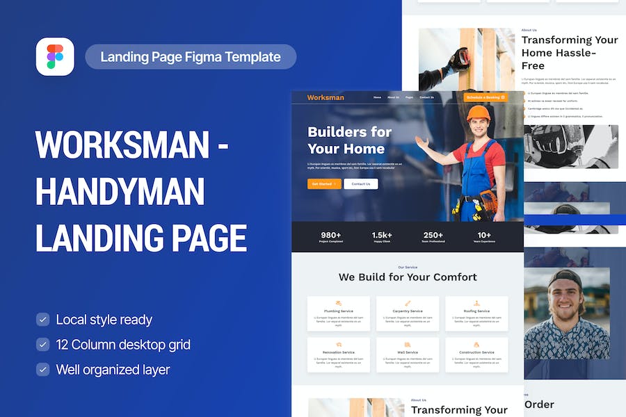 Banner image of Premium Worksman Plumbing Landing Page  Free Download