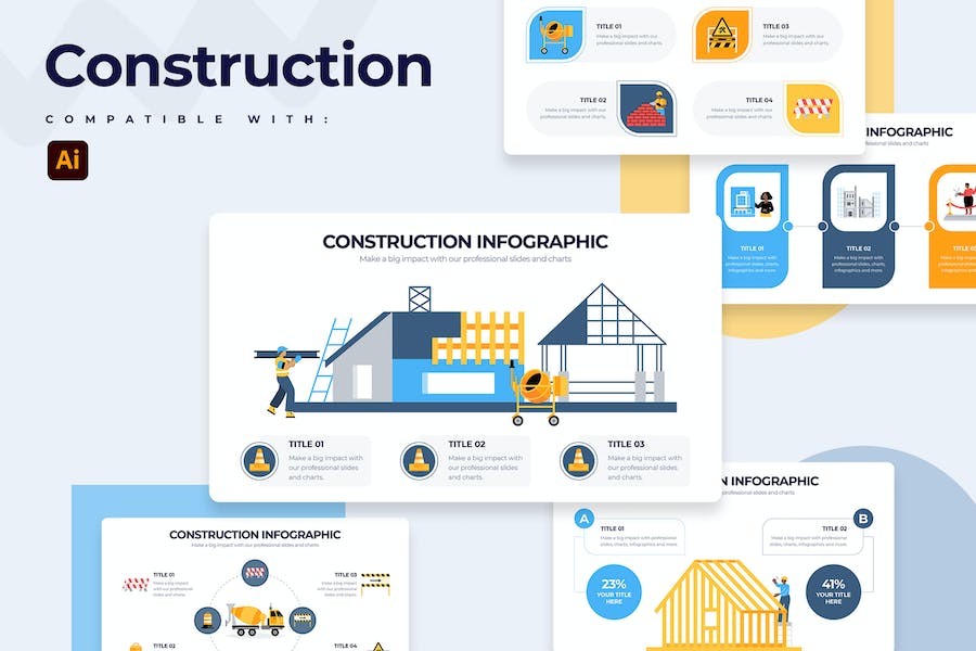 Banner image of Premium Business Construction Illustrator Infographics  Free Download