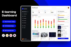 Banner image of Premium E-Learning Dashboard  Free Download