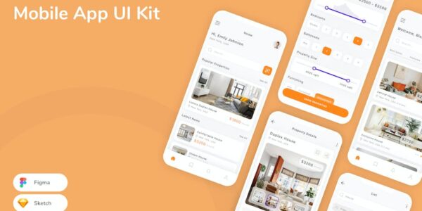 Banner image of Premium Real Estate Mobile App UI Kit  Free Download