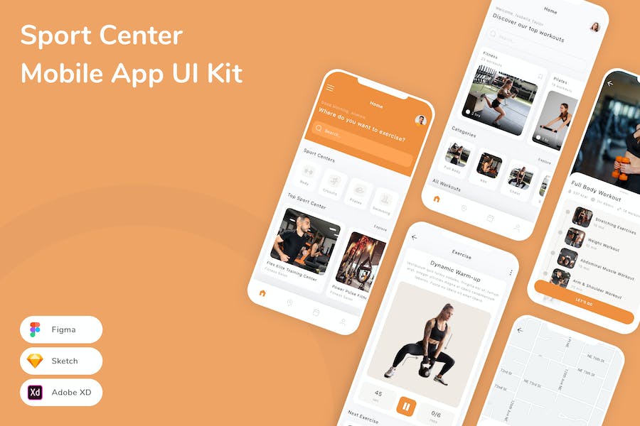 Banner image of Premium Sport Center Mobile App UI Kit  Free Download