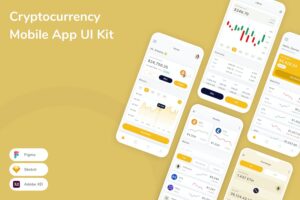 Banner image of Premium Cryptocurrency Mobile App UI Kit  Free Download