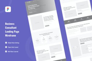 Banner image of Premium Business Consultant Landing Page Website Wireframe  Free Download