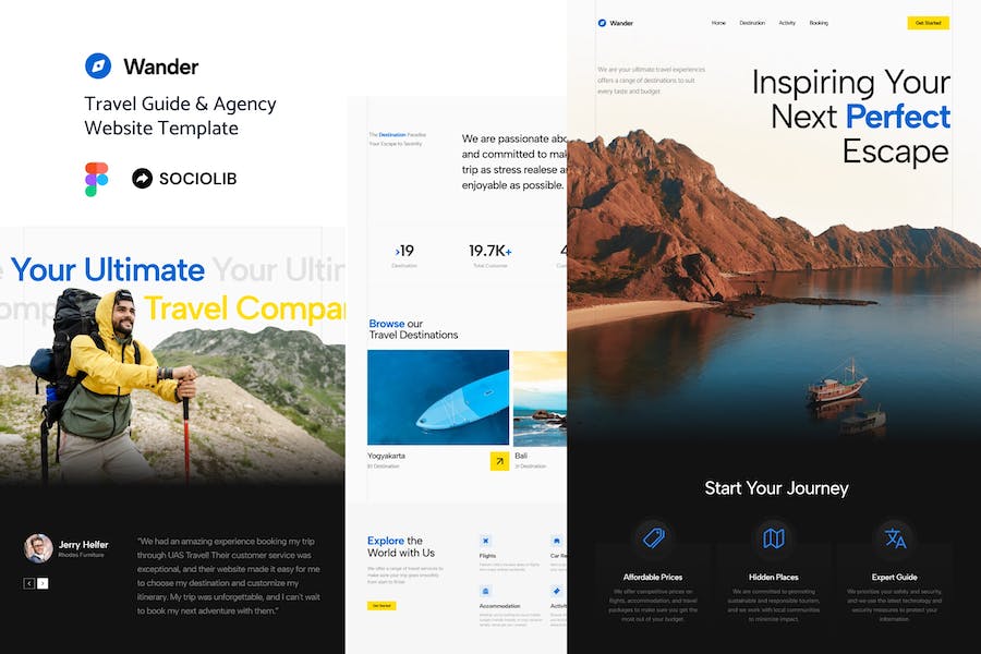 Banner image of Premium Wander Travel Guide Agency Website Template  Free Download