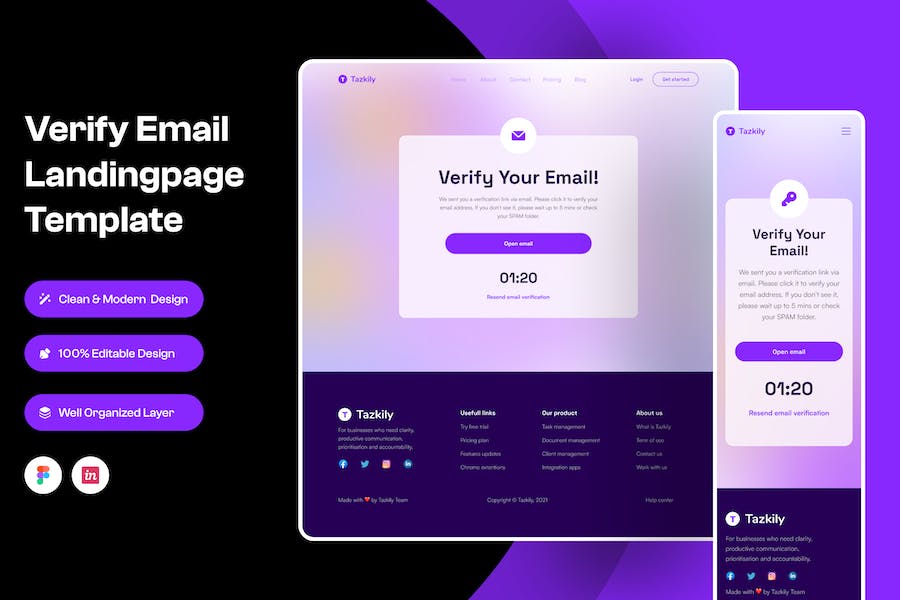 Banner image of Premium Verify Email Landingpage Template  Free Download