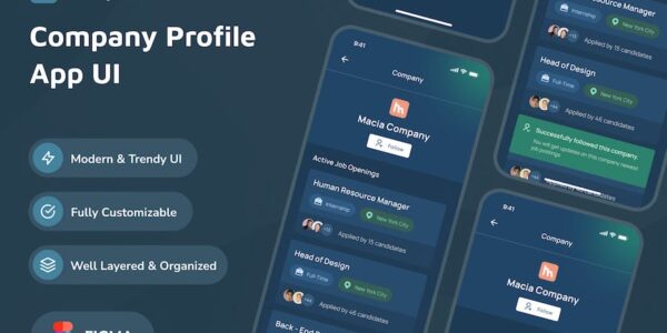Banner image of Premium Jorry Company Profile Detail Dark Mode App UI  Free Download