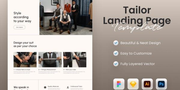 Banner image of Premium Tailor Service Landing Page Template  Free Download