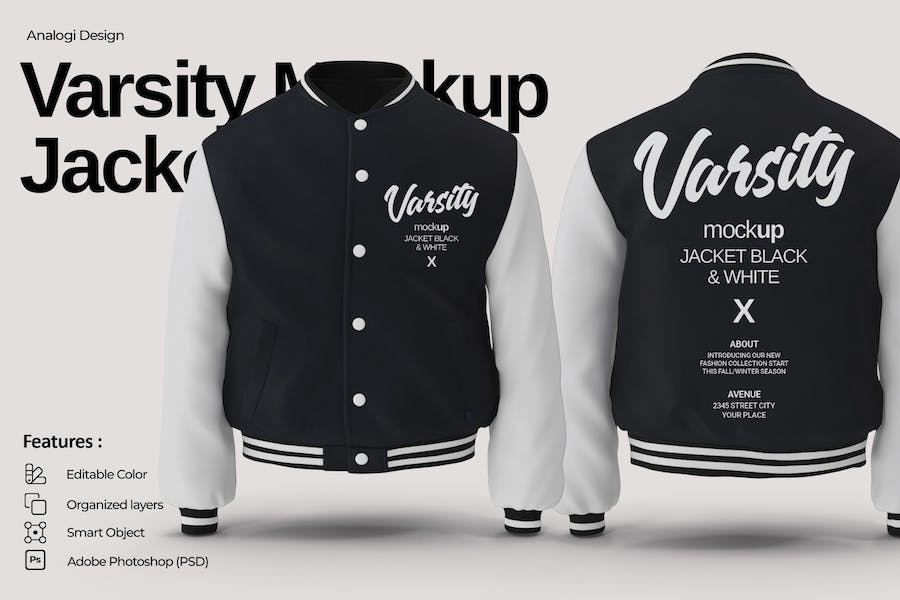 Banner image of Premium Varsity Mockup Jacket  Free Download
