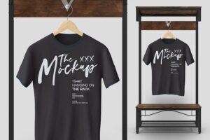 Banner image of Premium T-Shirt Hanging in the Wood Mockup  Free Download