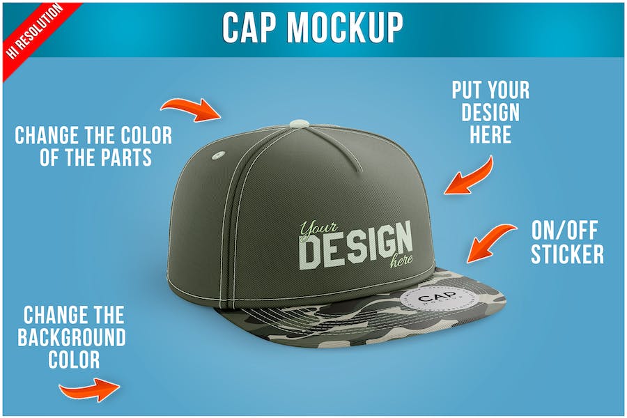 Banner image of Premium Snapback Cap with Sticker Mockup Template  Free Download