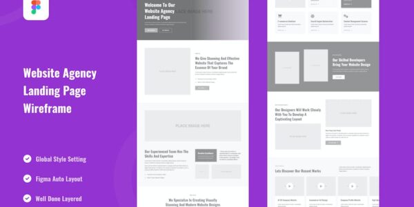 Banner image of Premium Website Agency Landing Page Wireframe  Free Download