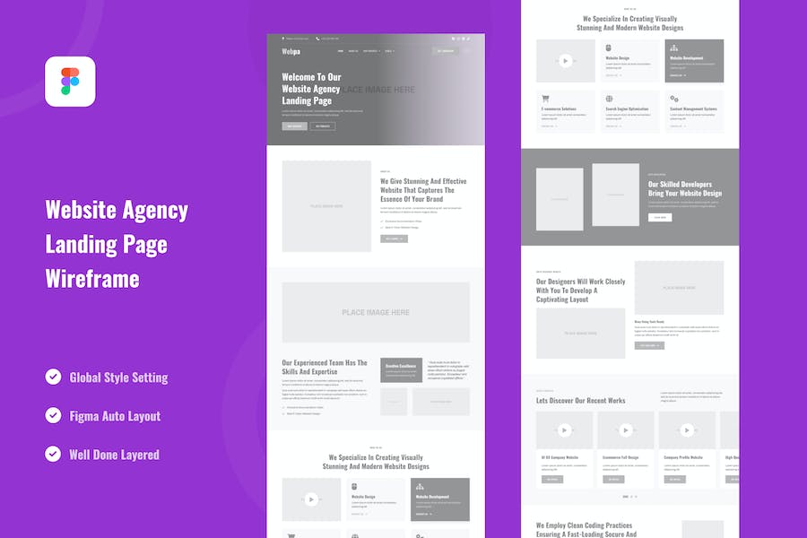 Banner image of Premium Website Agency Landing Page Wireframe  Free Download