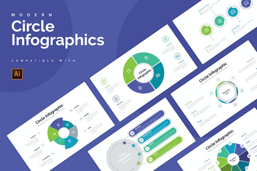 Banner image of Premium Business Circle Illustrator Infographics  Free Download