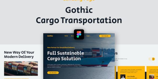 Banner image of Premium Gothic Modern Cargo Shipping Landing Page  Free Download