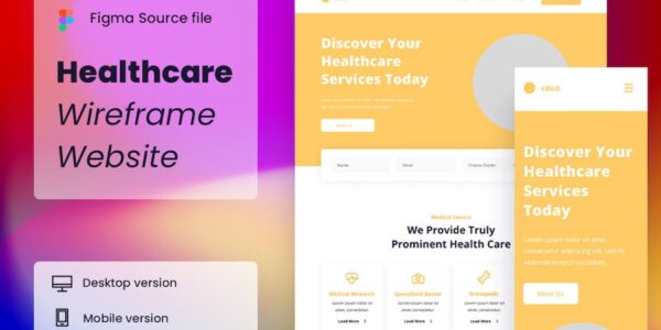 Banner image of Premium Healthcare Wireframe Website Template  Free Download